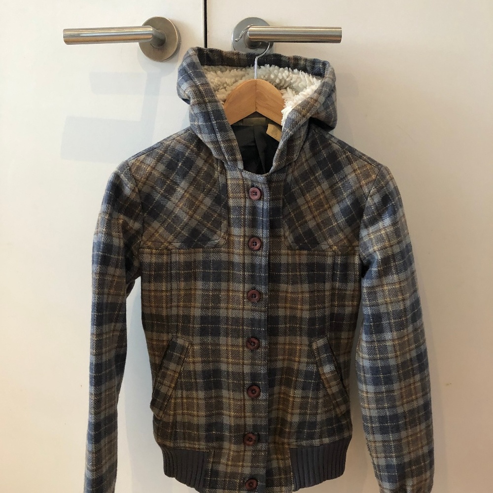 Plaid Wool Coat Women's Size XS